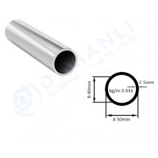 Alüminyum Boru Dış Çap 50mm  Et Kalınlık 5mm